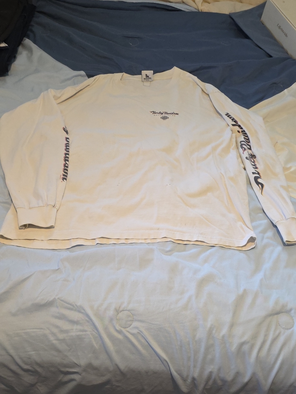 Harley-Davidson Cream Long Sleeve Logo Tee with Sleeve Script